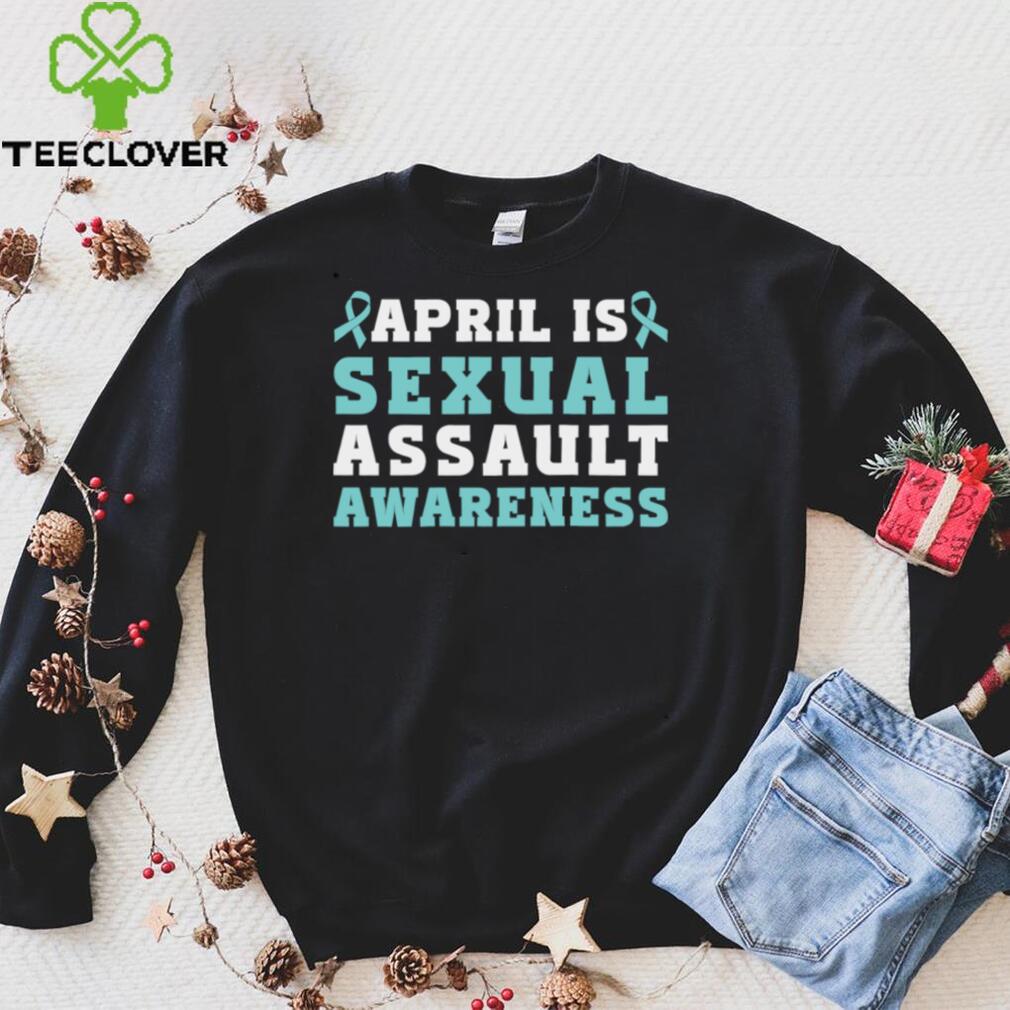 April Is Sexual Assault Awareness Teal Ribbon Long Sleeve T Shirt
