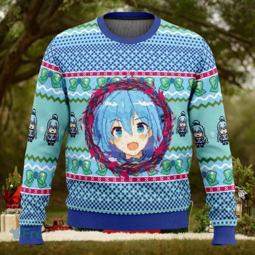 Aqua KonoSuba Sweater Xmas Funny All Over Print Gift For Fans Ugly Christmas