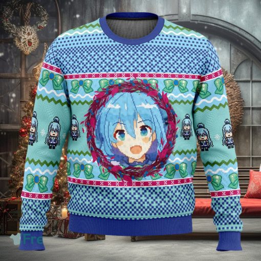 Aqua KonoSuba Sweater Xmas Funny All Over Print Gift For Fans Ugly Christmas