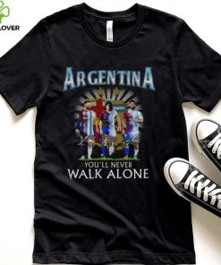 Argentina Lionel Messi Diego Maradona and Sergio Agüero you’ll never walk alone signatures shirt