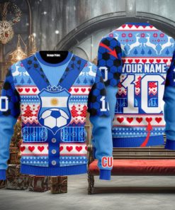 Argentina We Will Be Champion Football Cup Personalized Name Ugly Christmas Sweaters For Men And Women