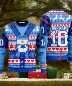 Argentina We Will Be Champion Football Cup Personalized Name Ugly Christmas Sweaters For Men And Women