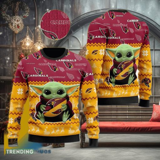 Arizona Cardinals Baby Yoda Shirt For American Football Fans Ugly Xmas Sweater