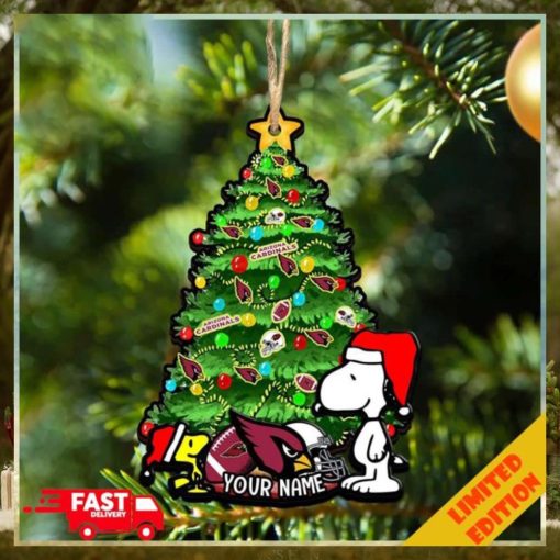 Arizona Cardinals Customized Your Name Snoopy And Peanut Ornament Christmas Gifts For NFL Fans