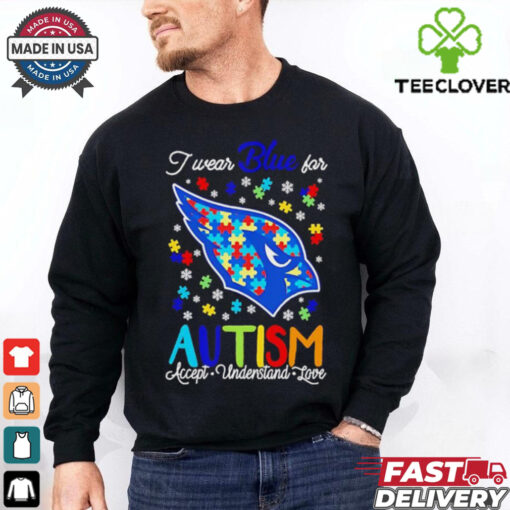 Arizona Cardinals I wear blue for Autism accept understand love shirt
