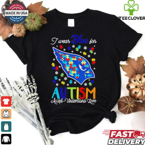 Arizona Cardinals I wear blue for Autism accept understand love shirt