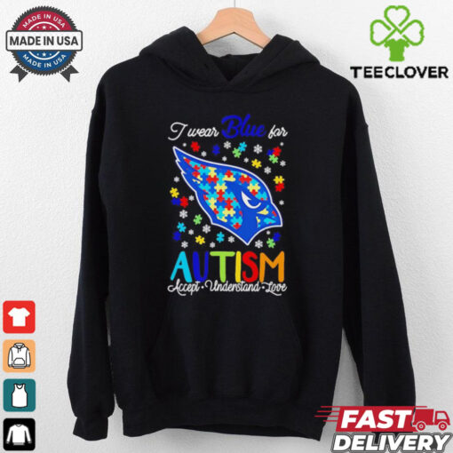 Arizona Cardinals I wear blue for Autism accept understand love shirt