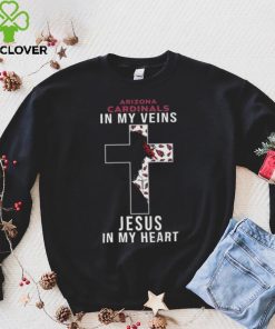 Arizona Cardinals In My Veins Jesus In My Heart Cross Shirt