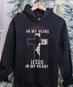 Arizona Cardinals In My Veins Jesus In My Heart Cross Shirt