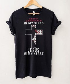 Arizona Cardinals In My Veins Jesus In My Heart Cross Shirt