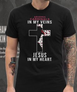 Arizona Cardinals In My Veins Jesus In My Heart Cross Shirt