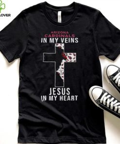 Arizona Cardinals In My Veins Jesus In My Heart Cross Shirt