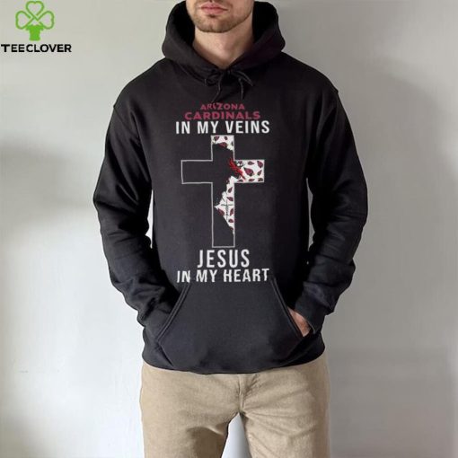 Arizona Cardinals In My Veins Jesus In My Heart Cross Shirt