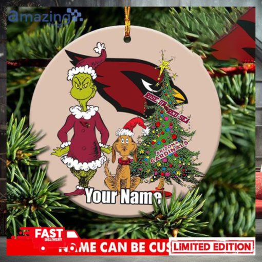 Arizona Cardinals Logo NFL Ugly Grinch Christmas Ornament Custom Name