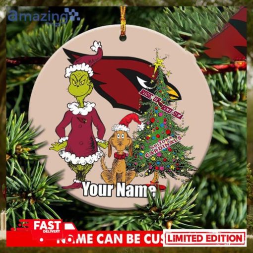 Arizona Cardinals Logo NFL Ugly Grinch Christmas Ornament Custom Name