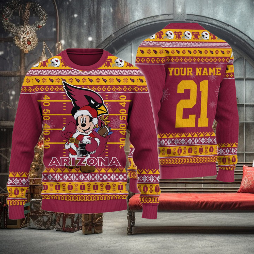 Arizona Cardinals Mickey Mouse Santa Ugly Christmas Sweater Arizona Cardinals Mickey Mouse Santa Ugly Christmas Sweater