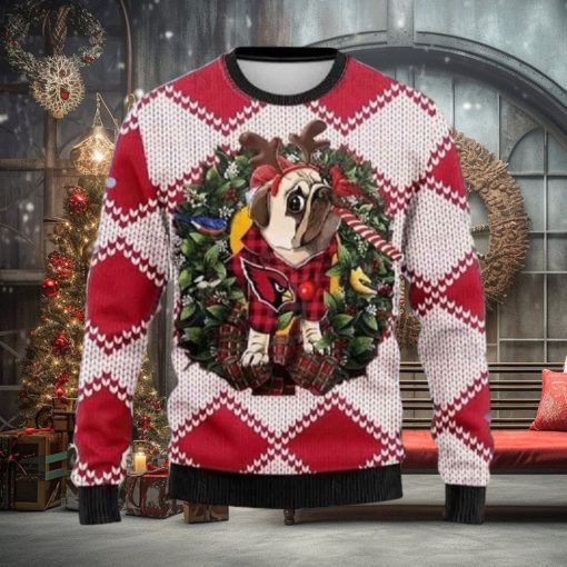 Arizona Cardinals Pug Dog Ugly Christmas Sweater