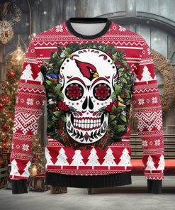 Arizona Cardinals Skull Flower Ugly Christmas Ugly Sweater
