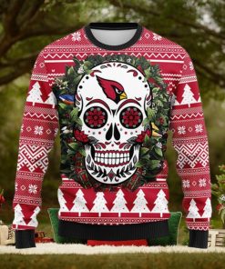 Arizona Cardinals Skull Flower Ugly Christmas Ugly Sweater