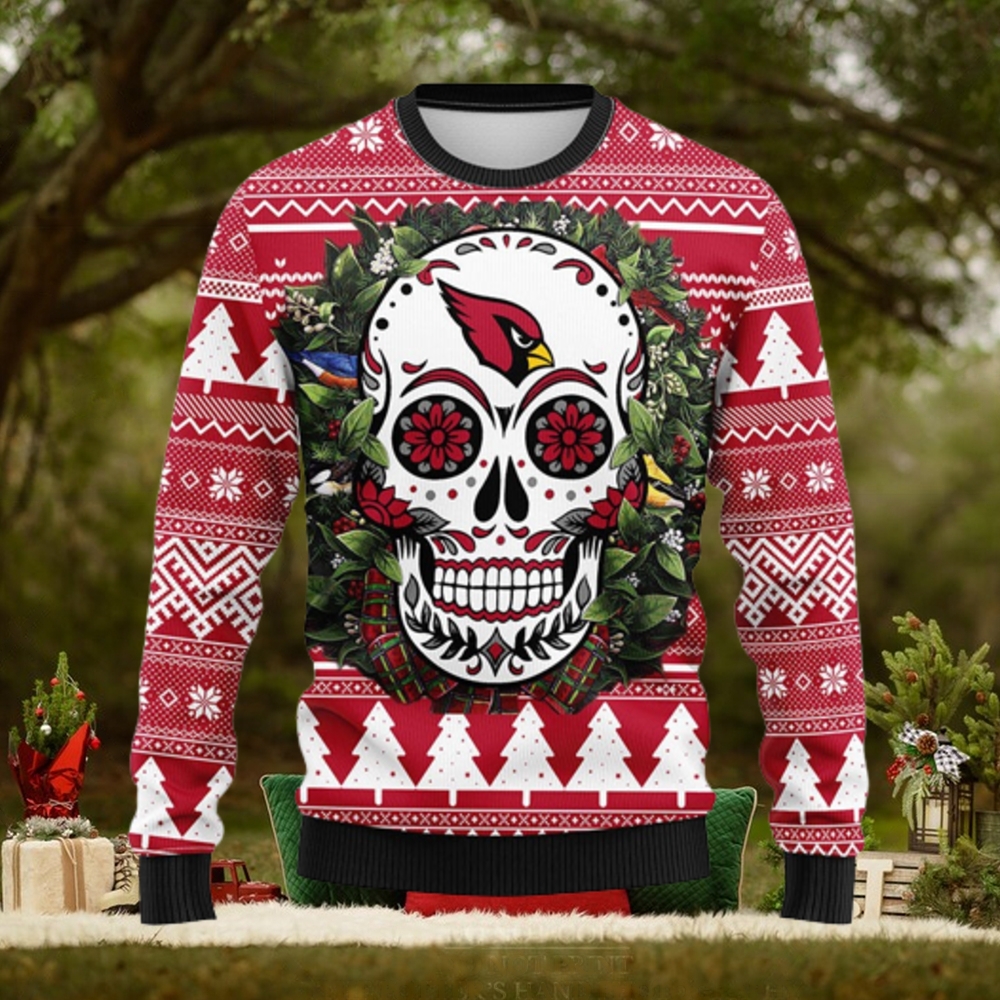 Arizona Cardinals Skull Flower Ugly Christmas Ugly Sweater Arizona Cardinals Skull Flower Ugly Christmas Ugly Sweater
