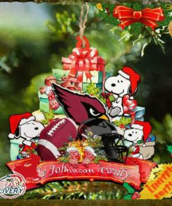 Arizona Cardinals Snoopy And NFL Sport Ornament Personalized Your Family Name