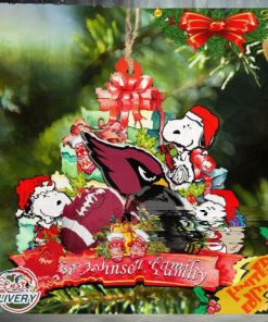 Arizona Cardinals Snoopy And NFL Sport Ornament Personalized Your Family Name