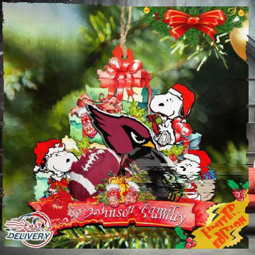 Arizona Cardinals Snoopy And NFL Sport Ornament Personalized Your Family Name Arizona Cardinals Snoopy And NFL Sport Ornament Personalized Your Family Name