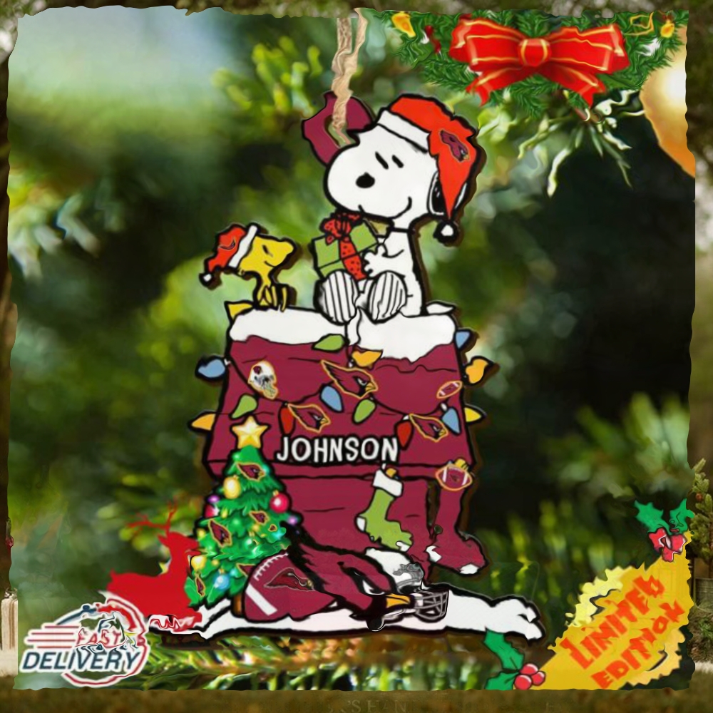 Arizona Cardinals Snoopy NFL Christmas Ornament Personalized Your Name