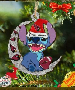 Arizona Cardinals Stitch Ornament NFL Christmas And Stitch With Moon Ornament