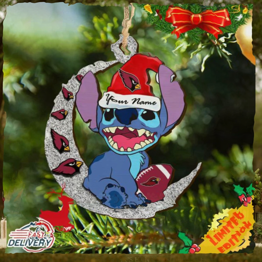 Arizona Cardinals Stitch Ornament NFL Christmas And Stitch With Moon Ornament Arizona Cardinals Stitch Ornament NFL Christmas And Stitch With Moon Ornament