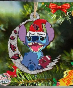 Arizona Cardinals Stitch Ornament NFL Christmas And Stitch With Moon Ornament