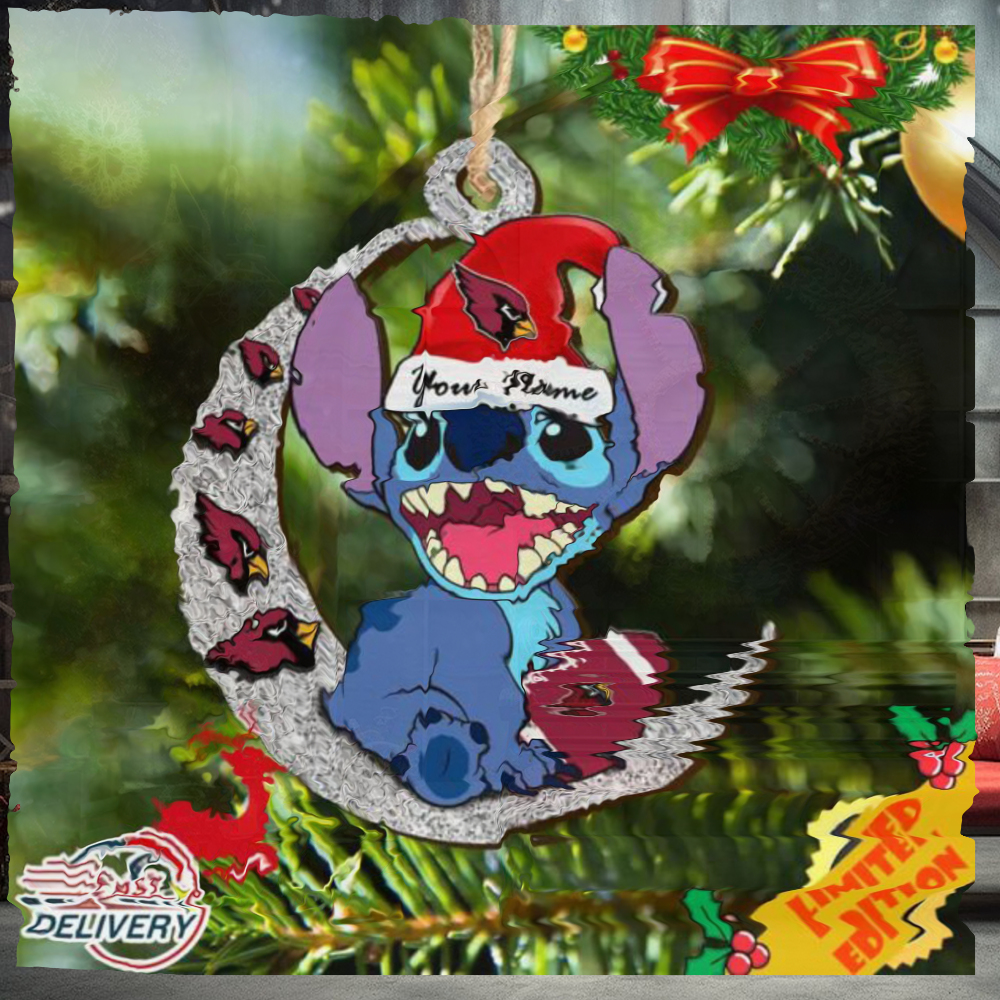 Arizona Cardinals Stitch Ornament NFL Christmas And Stitch With Moon Ornament Arizona Cardinals Stitch Ornament NFL Christmas And Stitch With Moon Ornament