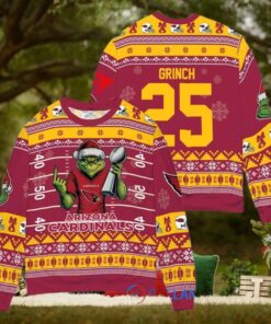 Arizona Cardinals x Grinch Christmas Dr. Seuss How the Grinch Stole Christmas with Super Bowl Trophy Custom Ugly Christmas Sweater