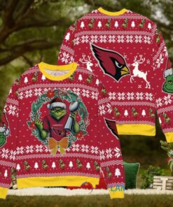 Arizona Cardinals x Grinch NFL Dr. Seuss How the Grinch Stole Christmas with Super Bowl Trophy Ugly Christmas Sweater Red