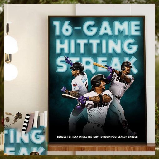Arizona Diamondbacks Ketel Marte 16 Game Hitting Streak Home Decor Poster Canvas