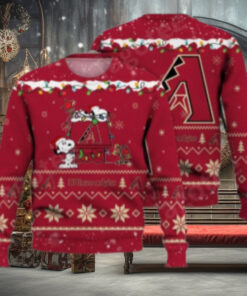 Arizona Diamondbacks Snoopy Christmas Lights Ugly Sweater