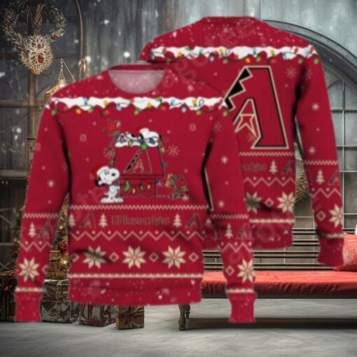 Arizona Diamondbacks Snoopy Christmas Lights Ugly Sweater