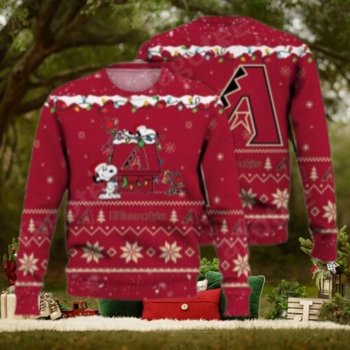 Arizona Diamondbacks Snoopy Christmas Lights Ugly Sweater