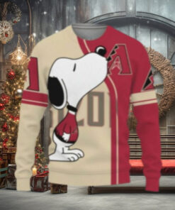 Arizona Diamondbacks Snoopy in Red Jersey Ugly Christmas Sweater