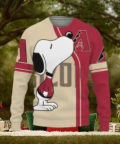 Arizona Diamondbacks Snoopy in Red Jersey Ugly Christmas Sweater