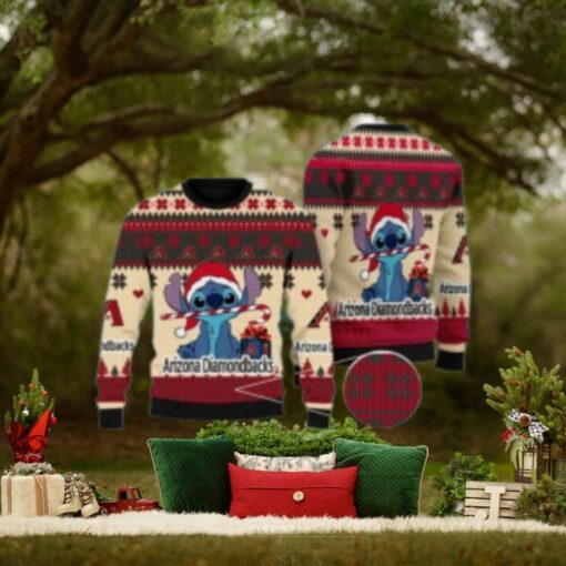 Arizona Diamondbacks Stitch Candy Cane Ugly Christmas Sweater