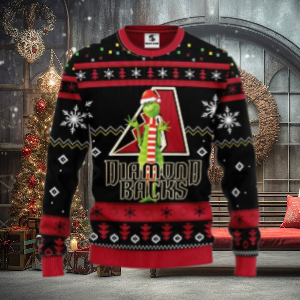 Arizona Diamondbacks Ugly Sweater Grinch With Hat And Scarf Arizona Diamondbacks Ugly Sweater Grinch With Hat And Scarf