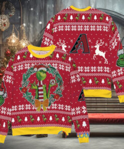 Arizona Diamondbacks x Grinch Dr. Seuss How the Grinch Stole Christmas MLB with World Series Trophy Ugly Christmas Sweater Red