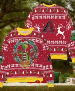 Arizona Diamondbacks x Grinch Dr. Seuss How the Grinch Stole Christmas MLB with World Series Trophy Ugly Christmas Sweater Red