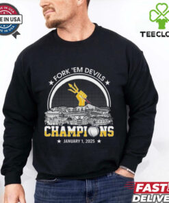 Arizona Fork ‘Em Devils Football 2025 Peach Champions Skyline Logo Shirt