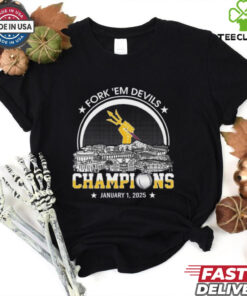 Arizona Fork ‘Em Devils Football 2025 Peach Champions Skyline Logo Shirt