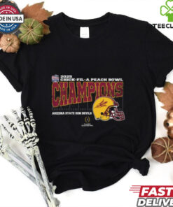 Arizona State Sun Devils 2025 Chick fil A Peach Bowl Champions College Football Playoff Quarterfinal Vintage Style With Helmet Unisex T Shirt