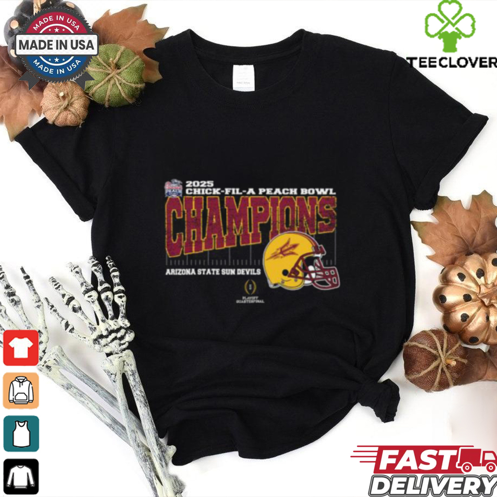 Arizona State Sun Devils 2025 Chick fil A Peach Bowl Champions College Football Playoff Quarterfinal Vintage Style With Helmet Unisex T Shirt Arizona State Sun Devils 2025 Chick fil A Peach Bowl Champions College Football Playoff Quarterfinal Vintage Style With Helmet Unisex T Shirt