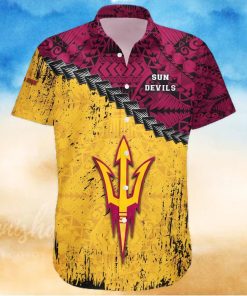 Arizona State Sun Devils NCAA Grunge Polynesian Tattoo Hawaiian Shirt