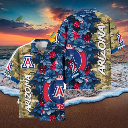 Arizona Wildcats Custom Name Personalized Camo Flower Pattern Hawaiian Shirt